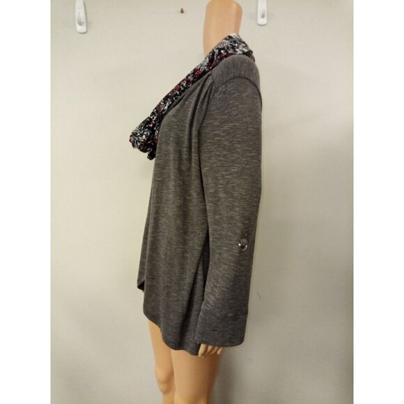 Studio Works Black Grey Cardigan Shirt Scarf Set Size Small - Picture 4 of 15